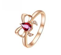 Homxi Verlobungsringe Damenring Roségold 9K, Schleife und Wassertropfen mit Turmalin 0,31 Karat und Diamant, Rosegold Verlobung Damen Ringe, Gr. 53 (16.9)