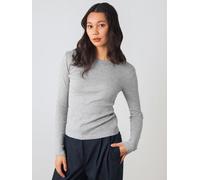 Honest Basics Damen Geripptes Langarmshirt aus Bio- und recycelter Baumwolle Kiesel XS