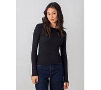 Honest Basics Damen Geripptes Langarmshirt aus Bio- und recycelter Baumwolle Schwarz XS