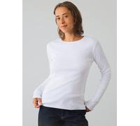 Honest Basics Damen Geripptes Langarmshirt aus Bio- und recycelter Baumwolle Weiss XS