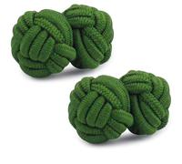 HONEY BEAR 1 Paar Herren/Damen Seide Stoff Knoten Seidenknoten Manschettenknöpfe für Hemd/Kleid (Dunkelgrün)