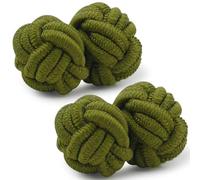 HONEY BEAR 1 Paar Herren/Damen Seide Stoff Knoten Seidenknoten Manschettenknöpfe für Hemd/Kleid,MEHRWEG (Military Grün)