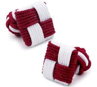 HONEY BEAR 1 Paar Herren/Damen Seide Stoff Knoten Seidenknoten Platz Manschettenknöpfe Quadrat für Hemd/Kleid zum (Rot+Weiß)