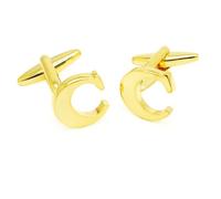 HONEY BEAR 1 Paar Herren Manschettenknöpfe Hochzeit Cufflinks Manschettenknopf Buchstabe Gold (C)