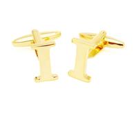 HONEY BEAR 1 Paar Herren Manschettenknöpfe Hochzeit Cufflinks Manschettenknopf Buchstabe Gold (I)