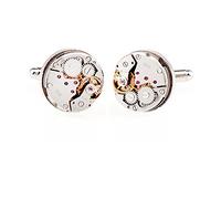 Honey Bear 1 Paar Rund Herren Manschettenknöpfe Cufflinks Steampunk Nicht-Bewegung Watch mit Geschenk Box (Silber)