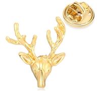 HONEY BEAR 1 Stück Broschen Pins Hirschkopf für Herren/Damen Anzug Hemd, Geschäft Hochzeit Geschenk,Gold