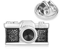 HONEY BEAR 1 Stück Broschen Pins Kamera Retro Fotoliebhaber für Herren/Damen Anzug Hemd, Geschäft Hochzeit Geschenk,Schwarz mit Silber