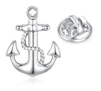 HONEY BEAR 1 Stück Broschen Pins Nautische Anker Anchors für Herren/Damen Anzug Hemd, Geschäft Hochzeit Geschenk,Silber