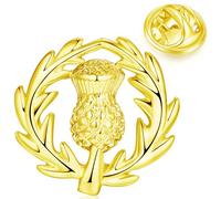 HONEY BEAR 1 Stück Scotland Scottish Thistle Schottland Distel Broschen Pins für Herren/Damen Anzug Hemd, Geschäft Hochzeit Geschenk (Gold)