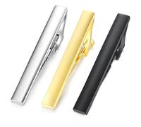 HONEY BEAR 3 Stück 5.4cm Herren Krawattennadel Set Krawattenklammer für Normale Krawatte Edelstahl Tie Clip (Glänzendes Silber + Matt Gold + Matt Schwarz ohne Box)