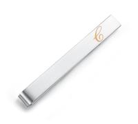 HONEY BEAR 5.4cm Herren Briefe Initialen Krawattennadel Krawattenklammer für Normale Krawatte Edelstahl Tie Clip，Gebürstetes Silber (C)