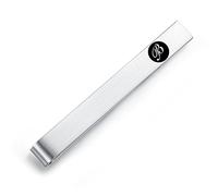 Honey Bear 5.4cm Herren Briefe Initialen Krawattennadel Krawattenklammer für Normale Krawatte Edelstahl Tie Clip，Silber mit Schwarzem Buchstaben (B)