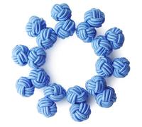 HONEY BEAR 5 Paar Herren/Damen Seide Stoff Knoten Seidenknoten Manschettenknöpfe Set (Blau ohne Box)