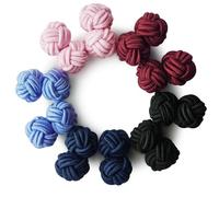 HONEY BEAR 5 Paar Herren/Damen Seide Stoff Knoten Seidenknoten Manschettenknöpfe Set mit Box (Blau Rot Rosa mit Box)