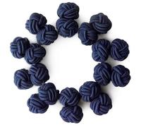 HONEY BEAR 5 Paar Herren/Damen Seide Stoff Knoten Seidenknoten Manschettenknöpfe Set mit Box (Marineblau mit Box)