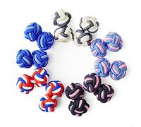 HONEY BEAR 5 Paar Herren/Damen Seide Stoff Knoten Seidenknoten Manschettenknöpfe Set mit Box (Mix Rot Blau Grau mit Box)