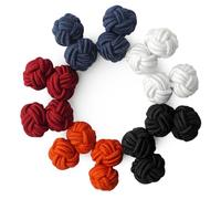 HONEY BEAR 5 Paar Herren/Damen Seide Stoff Knoten Seidenknoten Manschettenknöpfe Set mit Box (Orange Rot Schwarz mit Box)