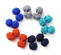 HONEY BEAR 5 Paar Herren/Damen Seide Stoff Knoten Seidenknoten Manschettenknöpfe Set (Orange Blau Schwarz ohne Box)