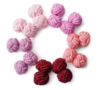 HONEY BEAR 5 Paar Herren/Damen Seide Stoff Knoten Seidenknoten Manschettenknöpfe Set (Rosa Rot ohne Box)