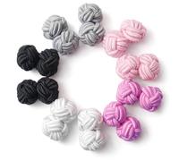 HONEY BEAR 5 Paar Herren/Damen Seide Stoff Knoten Seidenknoten Manschettenknöpfe Set (Rosa Schwarz Weiß ohne Box)