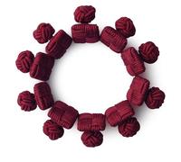 HONEY BEAR 5 Paar Quadratisch Herren/Damen Seide Stoff Knoten Seidenknoten Manschettenknöpfe Set, Hochzeits-Geschäfts-Geschenk,MEHRWEG (Dunkel Rot ohne Box)