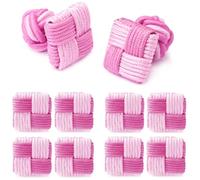 HONEY BEAR 5 Paar Quadratisch Herren/Damen Seide Stoff Knoten Seidenknoten Manschettenknöpfe Set mit Box (Rosa mit Box)