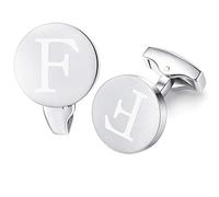 Honey Bear Briefe Initialen Buchstabe manschettenknöpfe Herren Edelstahl Hochzeit Cufflinks Manschettenknopf Gebürstetes Silber (F)