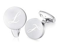 Honey Bear Briefe Initialen Buchstabe manschettenknöpfe Herren Edelstahl Hochzeit Cufflinks Manschettenknopf Gebürstetes Silber (L)