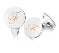 HONEY BEAR Briefe Initialen Buchstabe manschettenknöpfe Herren Edelstahl Hochzeit Cufflinks Manschettenknopf Gebürstetes Silber (F)