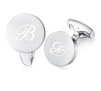Honey Bear Briefe Initialen Buchstabe manschettenknöpfe Herren Edelstahl Hochzeit Cufflinks Manschettenknopf Gebürstetes Silber (B)