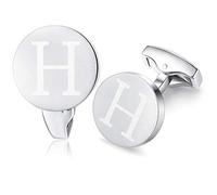 Honey Bear Briefe Initialen Buchstabe manschettenknöpfe Herren Edelstahl Hochzeit Cufflinks Manschettenknopf Gebürstetes Silber (H)
