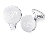 Honey Bear Briefe Initialen Buchstabe manschettenknöpfe Herren Edelstahl Hochzeit Cufflinks Manschettenknopf Gebürstetes Silber (P)