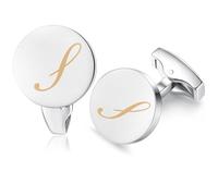 HONEY BEAR Briefe Initialen Buchstabe manschettenknöpfe Herren Edelstahl Hochzeit Cufflinks Manschettenknopf Gebürstetes Silber (S)