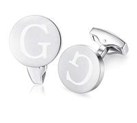 Honey Bear Briefe Initialen Buchstabe manschettenknöpfe Herren Edelstahl Hochzeit Cufflinks Manschettenknopf Gebürstetes Silber (G)