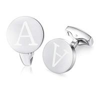 Honey Bear Briefe Initialen Buchstabe manschettenknöpfe Herren Edelstahl Hochzeit Cufflinks Manschettenknopf Gebürstetes Silber (A)