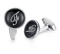 Honey Bear Briefe Initialen Buchstabe manschettenknöpfe Herren Edelstahl Hochzeit Cufflinks Manschettenknopf Schwarz (F)