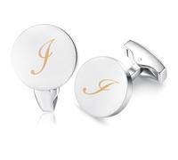 HONEY BEAR Briefe Initialen Buchstabe manschettenknöpfe Herren Edelstahl Hochzeit Cufflinks Manschettenknopf Gebürstetes Silber (I)
