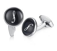 Honey Bear Briefe Initialen Buchstabe manschettenknöpfe Herren Edelstahl Hochzeit Cufflinks Manschettenknopf Schwarz (S)