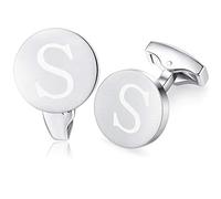 Honey Bear Briefe Initialen Buchstabe manschettenknöpfe Herren Edelstahl Hochzeit Cufflinks Manschettenknopf Gebürstetes Silber (S)