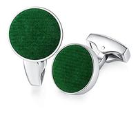 HONEY BEAR Herren Hochzeit Baumwolle Stoff Samt Manschettenknöpfe Cufflinks Edelstahl Manschettenknopf,Runden,MEHRWEG (Grün)