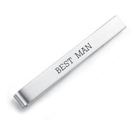 HONEY BEAR Herren Hochzeit Heirat Krawattennadel Krawattenklammer für Normale Krawatte Edelstahl Tie Clip,5.4cm,Silber Gebürstet,MEHRWEG (Best Man)
