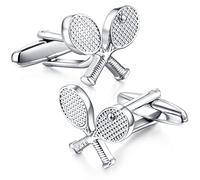 HONEY BEAR Herren Manschettenknöpfe Tennisschläger Hochzeit Silber Cufflink Edelstahl 1 Paar,MEHRWEG
