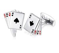 HONEY BEAR Herren Poker Karten Spielkarte Muster 4A Manschettenknöpfe Hochzeit Business Cufflinks Edelstahl 1 Paar,MEHRWEG