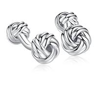 HONEY BEAR Knoten Twisted Manschettenknöpfe, Edelstahl für Männer Hemd Hochzeit Geschäftsgeschenk (Silber)