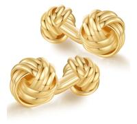 HONEY BEAR Knoten Twisted Manschettenknöpfe für Männer Hemd Hochzeit Geschäftsgeschenk (Shinny Gold)