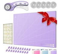 Honey's Heaven 45 mm Rollschneider Stoffschneider Set inkl. Schneideunterlage, Ersatzklingen, Stoffklammern, Patchwork-Lineal (Lavendel, Schneidematte im A2-Format)