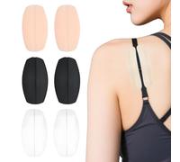 Hongoen 6 Stück BH-Trägerkissen,BH-Trägerkissen aus Silikon, BH Trägerpolster,BH-Trägerhalter gegen Verrutschen,Verrutschen Silikon-BH-Trägerkissen für Frauen Mädchen, Schwarz, Weiß, Hautfarben