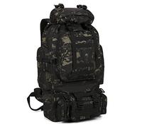 HongXingHai 100 l Camping-Wanderrucksack, Molle-Militär-Rucksack, wasserdicht, leicht, Wanderrucksack, Black CP, Large, Wanderrucksäcke