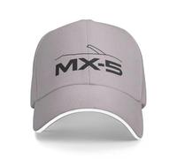 HONGYANFA Baseball Cap mit Auto-Logo für Mazda MX-5, Baumwoll-Mütze Verstellbar für Damen & Herren Baseballkappe mit Autologo,Grey